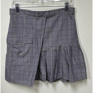 Free Assembly Girls XXL 16/18 Black White Check Ruffle Hem Skirt Preppy School